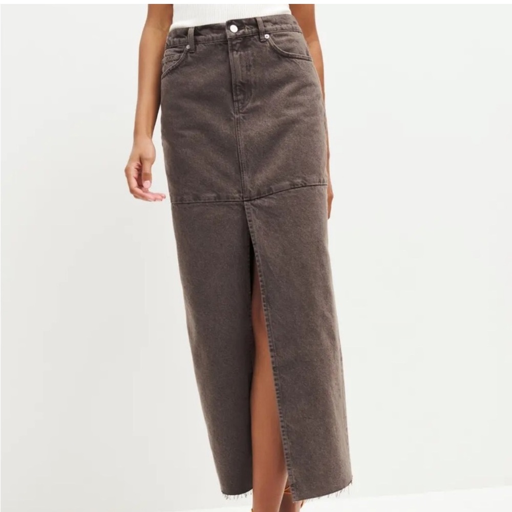 Reformation Tazz Brown Denim Skirt